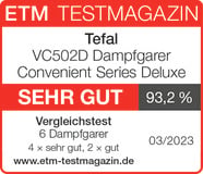 Tefal Dampfgarer VC502D Convenient Series 900 3 auf W, aus Behälter Edelstahl Deluxe, Programme, Ebenen, 8 Touchscreen, Garen